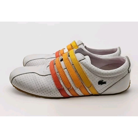 Lacoste Shoes - Vtg LACOSTE "Mystere" Sz 6 Leather Rainbow‎ Stripe Sneakers Women Preppy #144